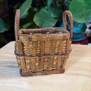 Antique small Handcrafted Brown Woven Basket